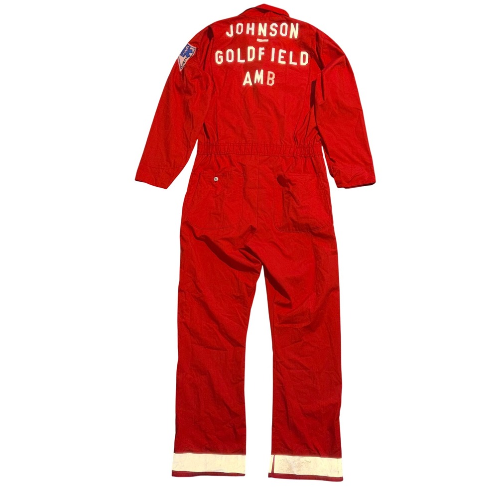 Vintage Red Kap Red Work Coveralls Johnson Goldfield Nevada AMB Reflective M-RG